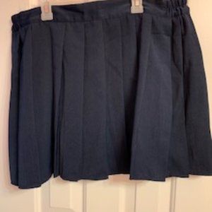 Navy Pleated Mini Skirt